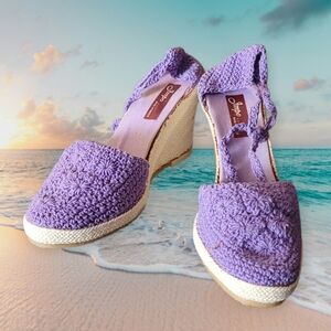 Soludos Lavender Crochet Espadrille Wedges